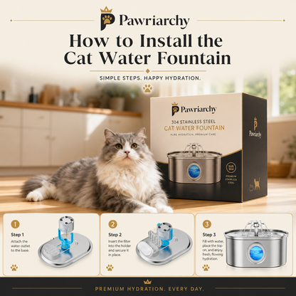 The Royal Hydration Unit™ — 3.2L Stainless Steel Pet Water Fountain