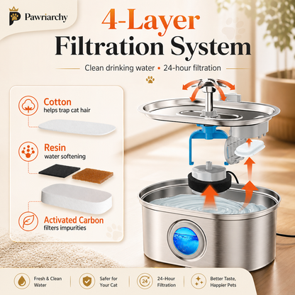 The Royal Hydration Unit™ — 3.2L Stainless Steel Pet Water Fountain