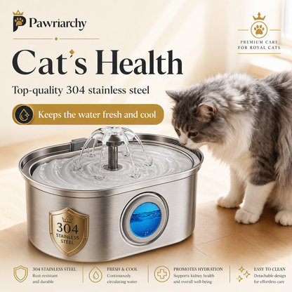 The Royal Hydration Unit™ — 3.2L Stainless Steel Pet Water Fountain