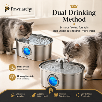 The Royal Hydration Unit™ — 3.2L Stainless Steel Pet Water Fountain
