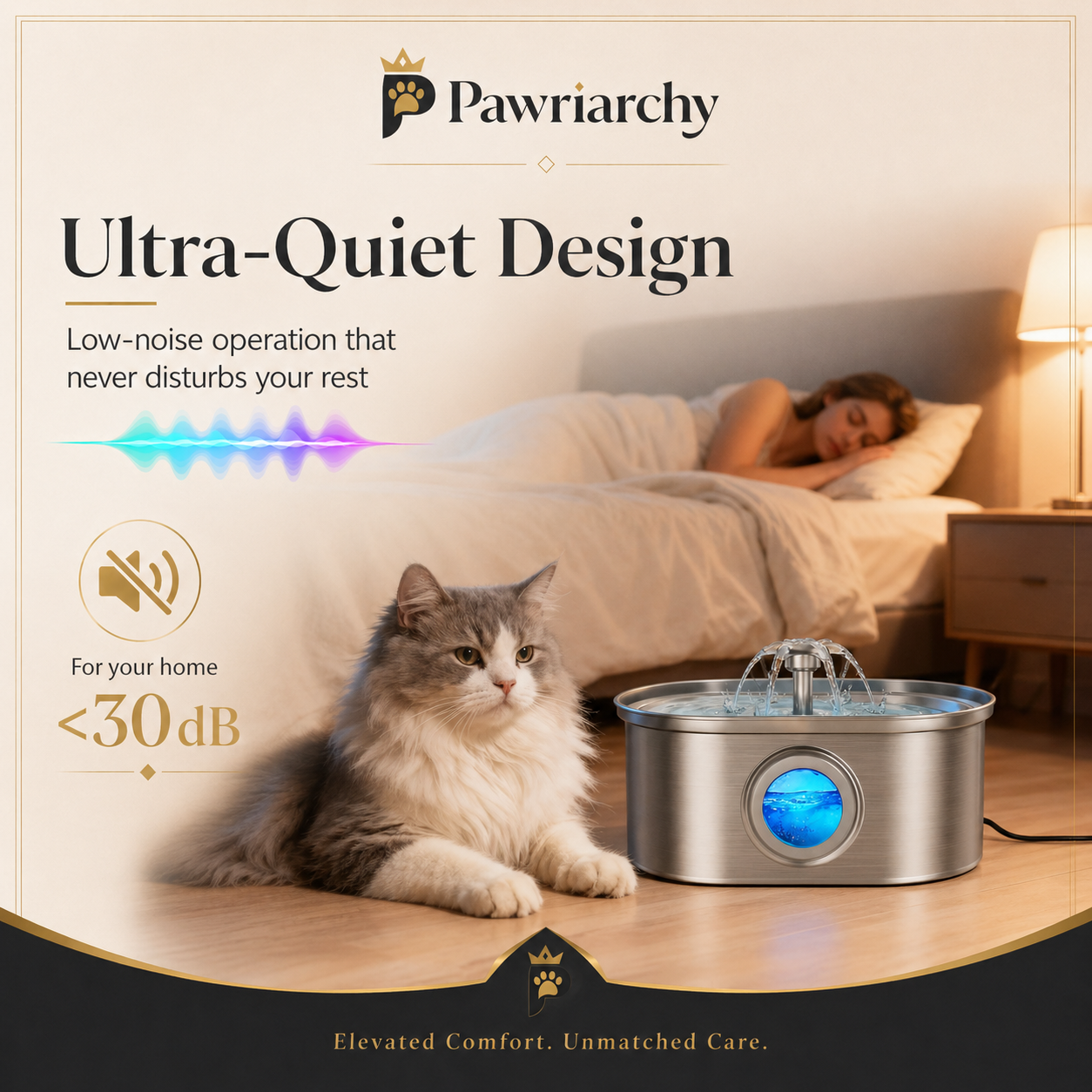 The Royal Hydration Unit™ — 3.2L Stainless Steel Pet Water Fountain