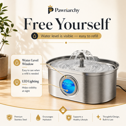 The Royal Hydration Unit™ — 3.2L Stainless Steel Pet Water Fountain