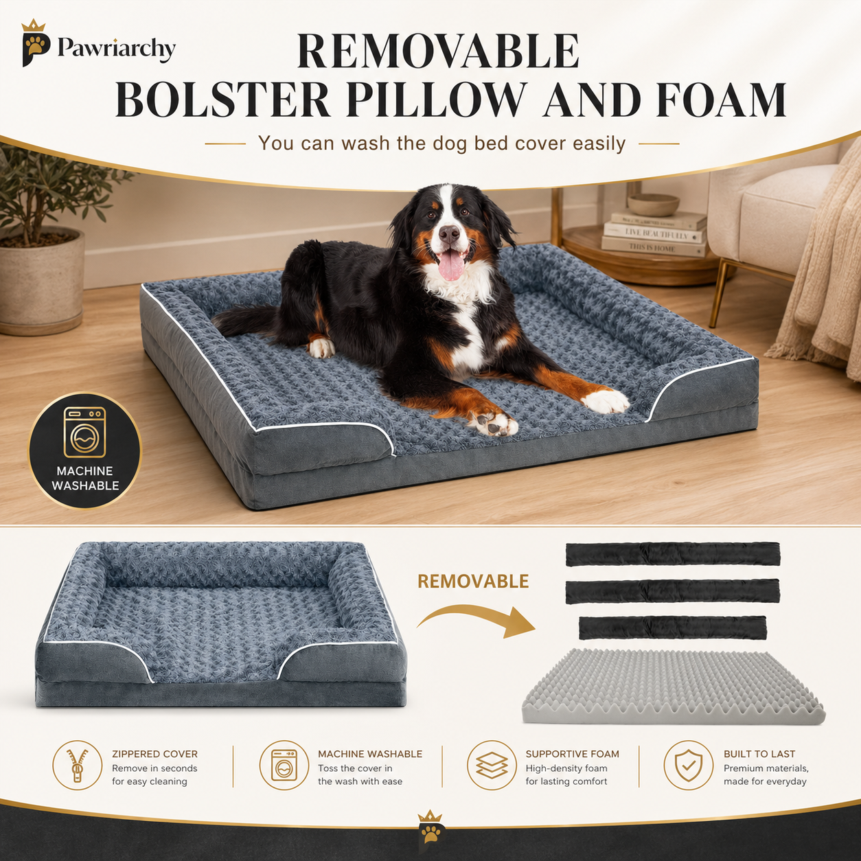The Supreme Throne Unit™ — Waterproof Orthopedic Sofa Bed for Large Dogs